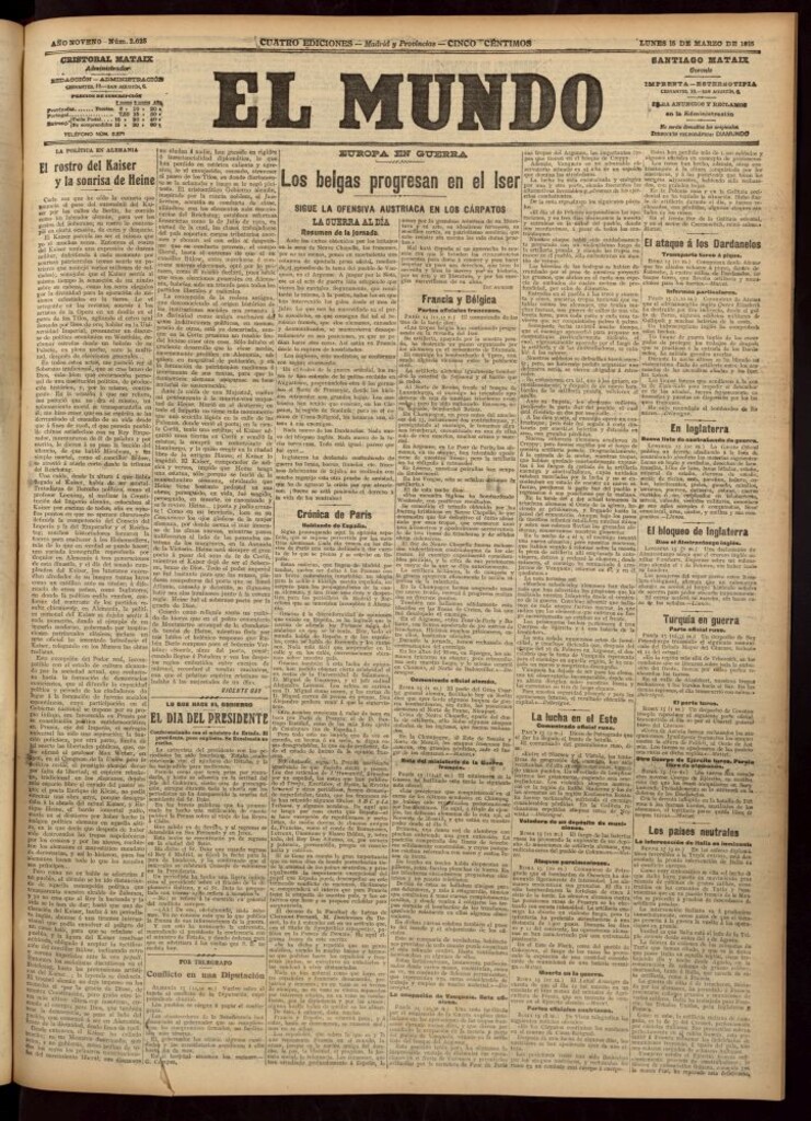 Miniatura de El Mundo del 15 de marzo de 1915