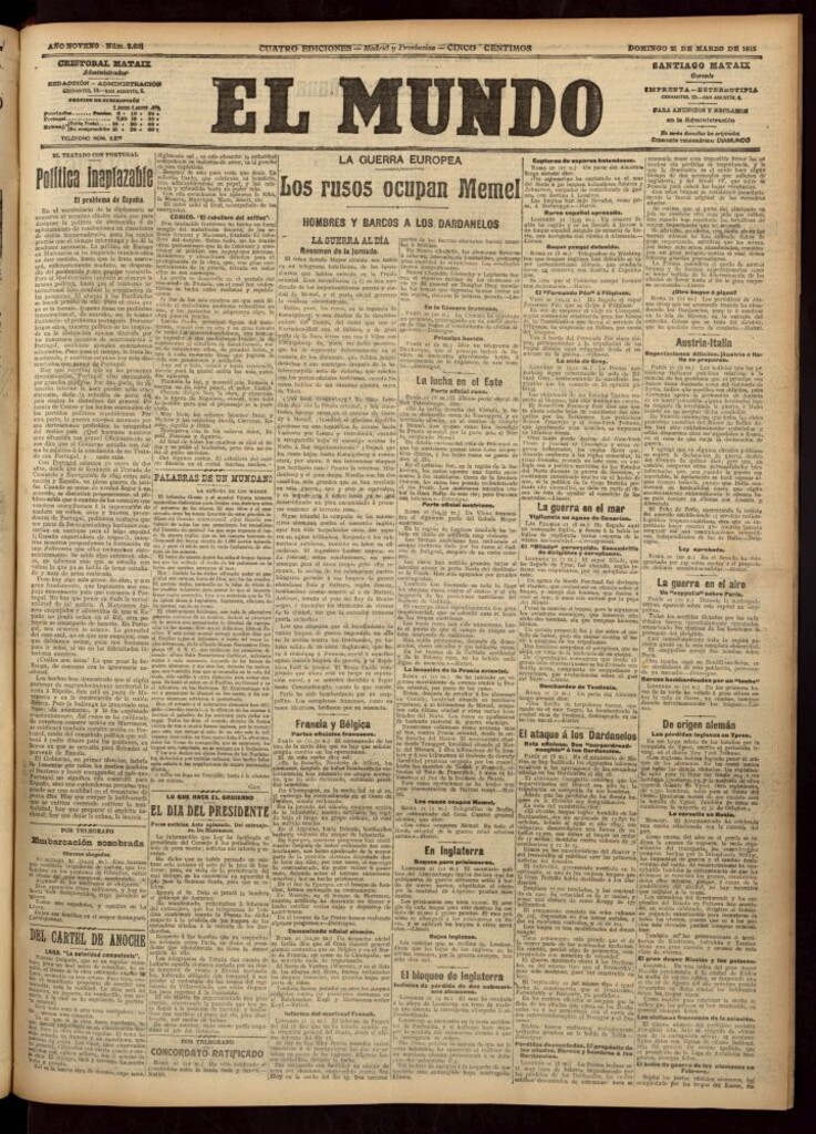 Miniatura de El Mundo del 21 de marzo de 1915