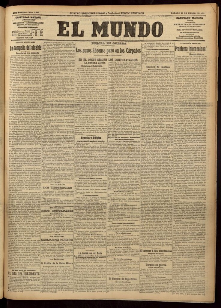 Miniatura de El Mundo del 27 de marzo de 1915