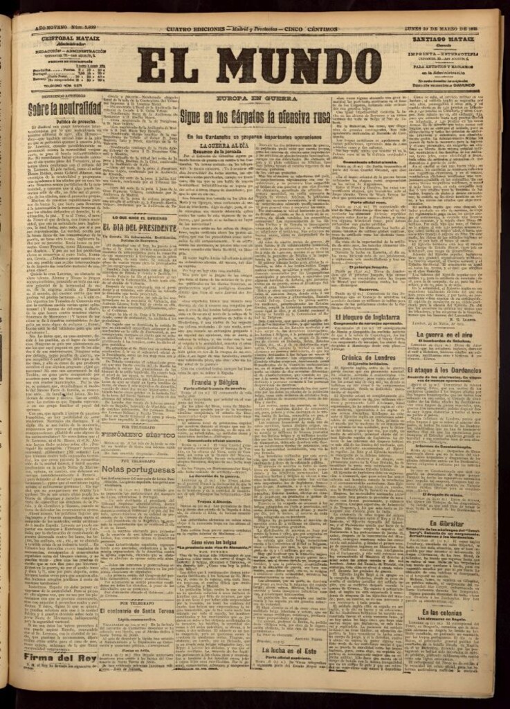Miniatura de El Mundo del 29 de marzo de 1915