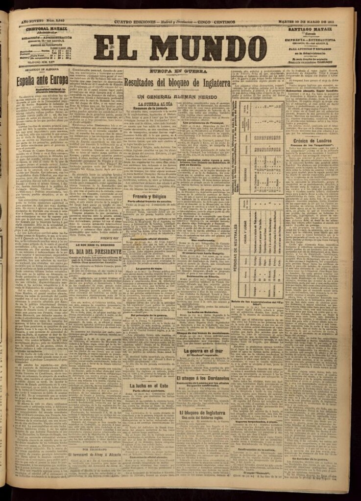 Miniatura de El Mundo del 30 de marzo de 1915