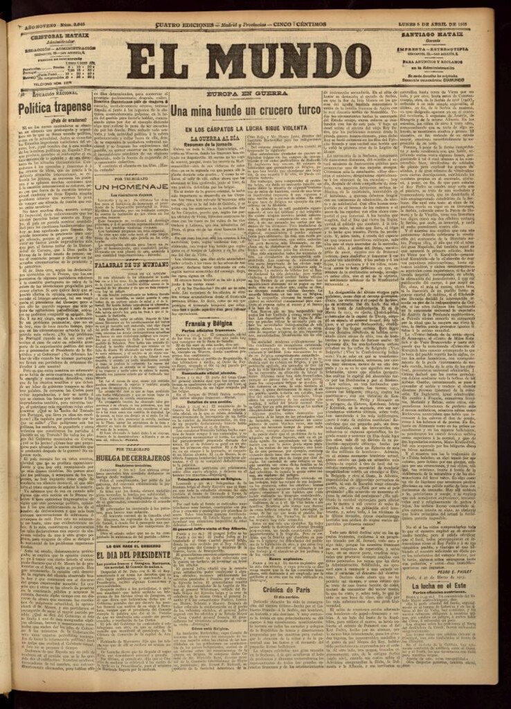 Miniatura de El Mundo del 5 de abril de 1915