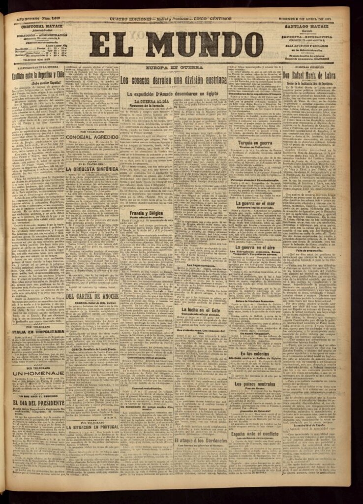 Miniatura de El Mundo del 9 de abril de 1915