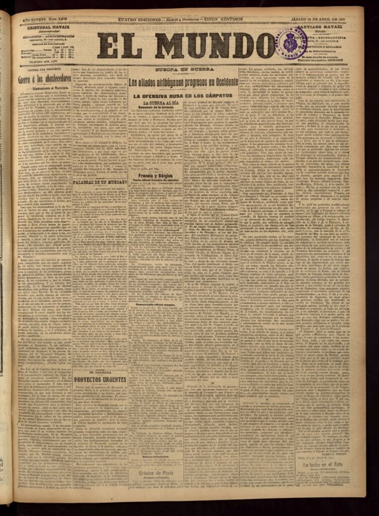 Miniatura de El Mundo del 10 de abril de 1915