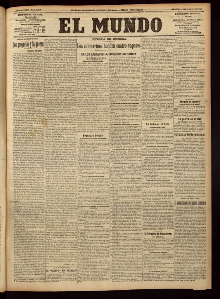 Miniatura de El Mundo del 13 de abril de 1915
