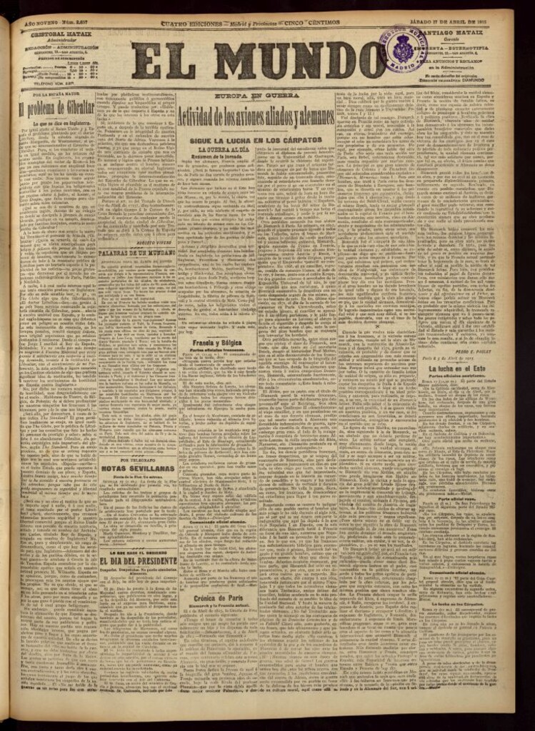 Miniatura de El Mundo del 17 de abril de 1915