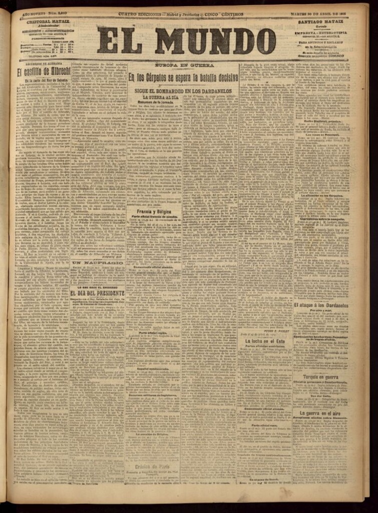 Miniatura de El Mundo del 20 de abril de 1915