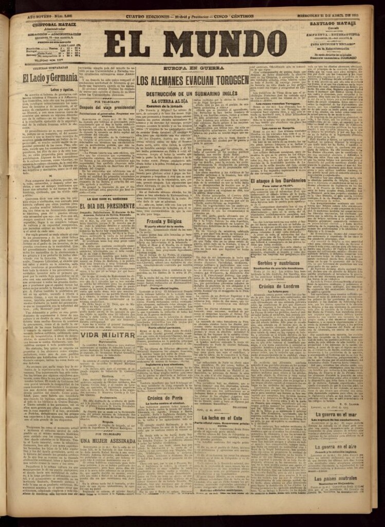 Miniatura de El Mundo del 21 de abril de 1915