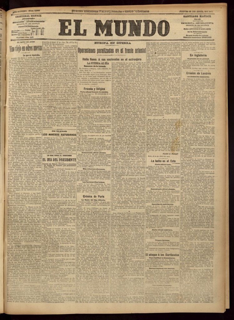 Miniatura de El Mundo del 22 de abril de 1915