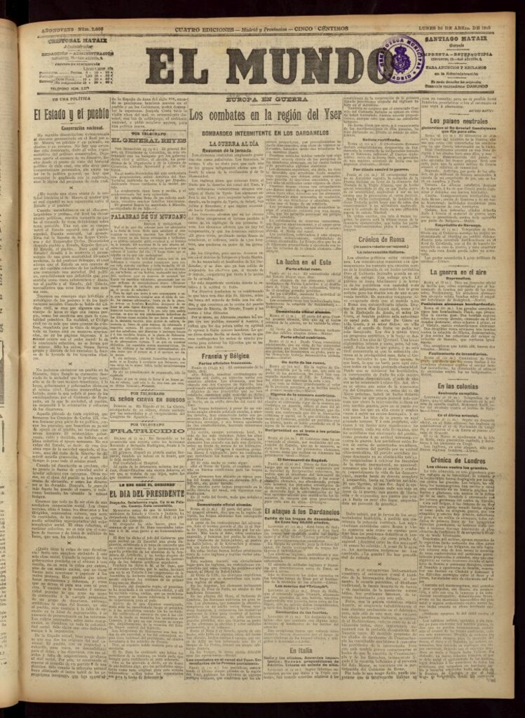 Miniatura de El Mundo del 26 de abril de 1915
