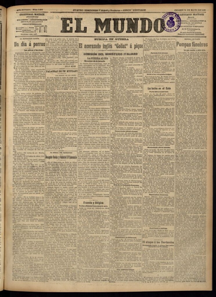 Miniatura de El Mundo del 14 de mayo de 1915