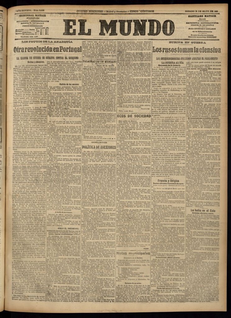 Miniatura de El Mundo del 15 de mayo de 1915