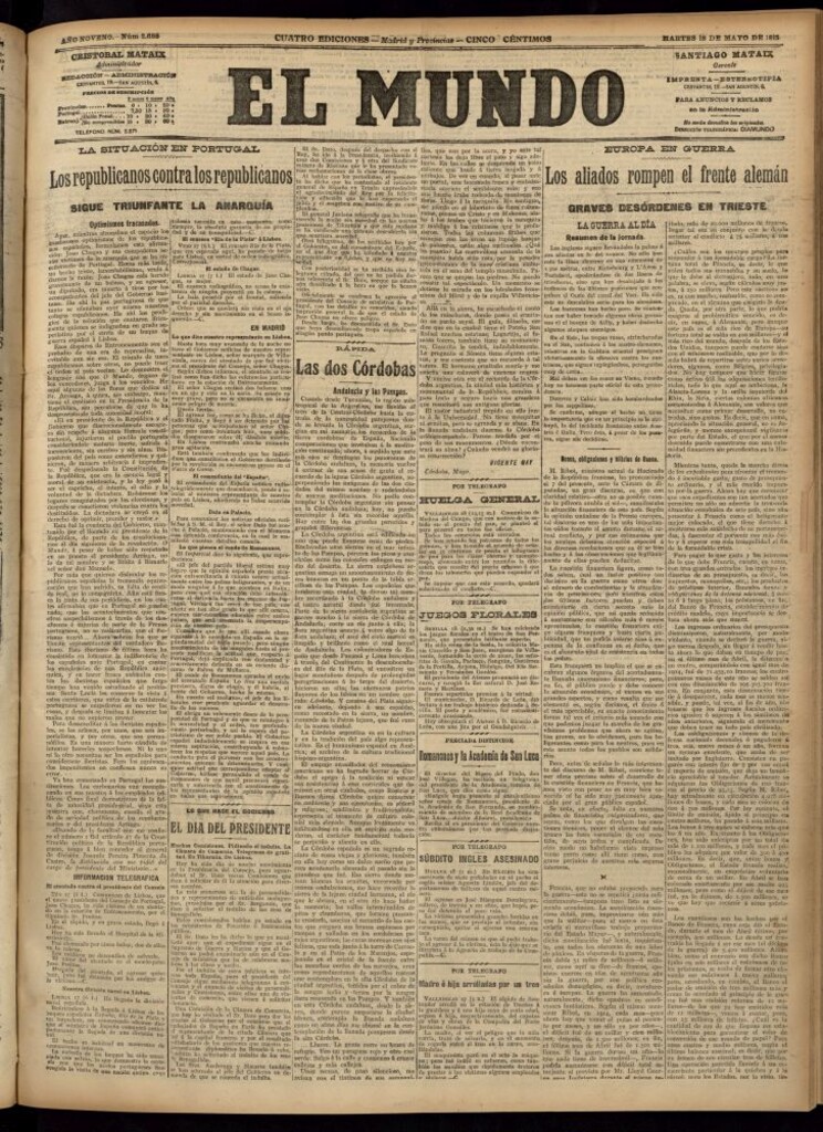Miniatura de El Mundo del 18 de mayo de 1915