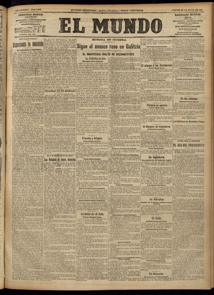 Miniatura de El Mundo del 20 de mayo de 1915