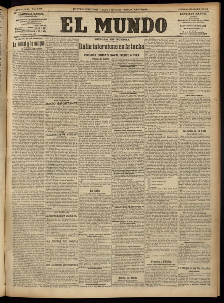 Miniatura de El Mundo del 24 de mayo de 1915