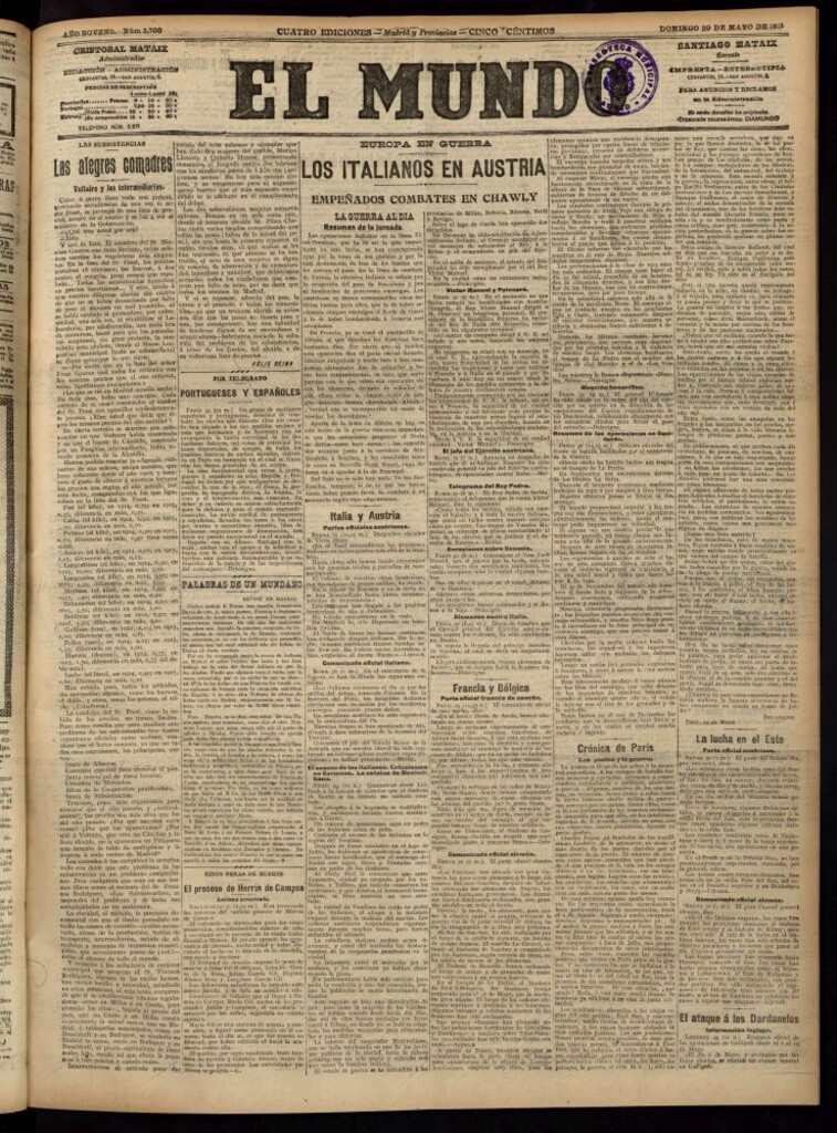 Miniatura de El Mundo del 30 de mayo de 1915