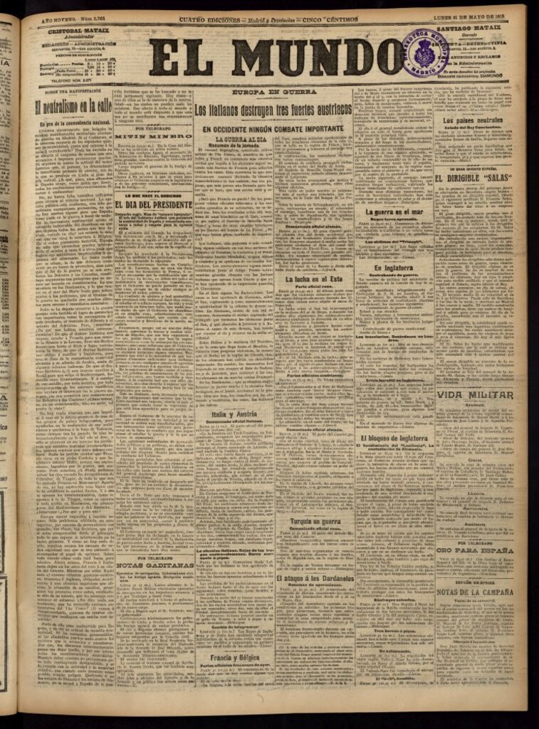 Miniatura de El Mundo del 31 de mayo de 1915