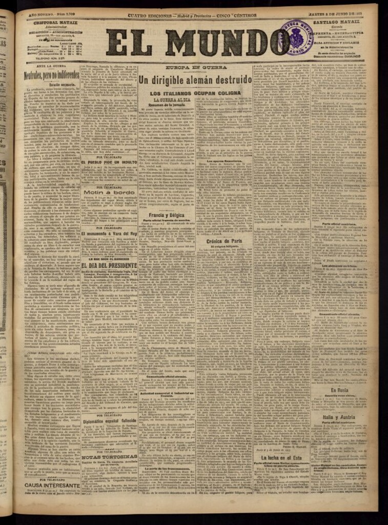 Miniatura de El Mundo del 8 de junio de 1915