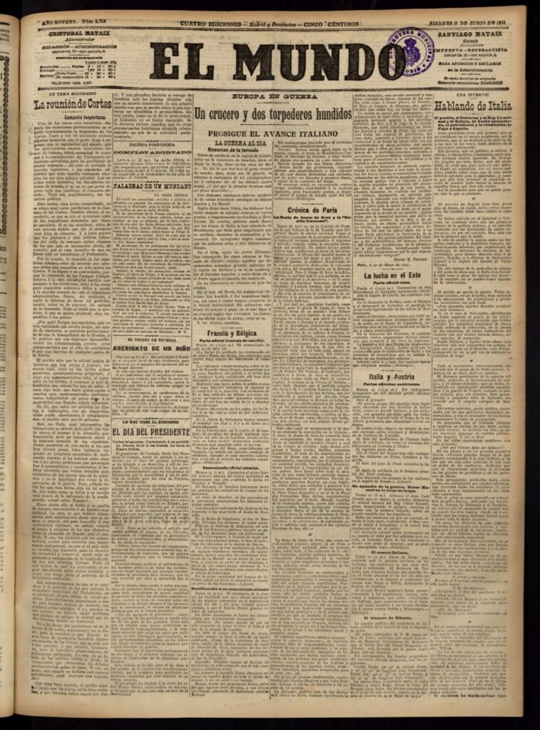 Miniatura de El Mundo del 11 de junio de 1915