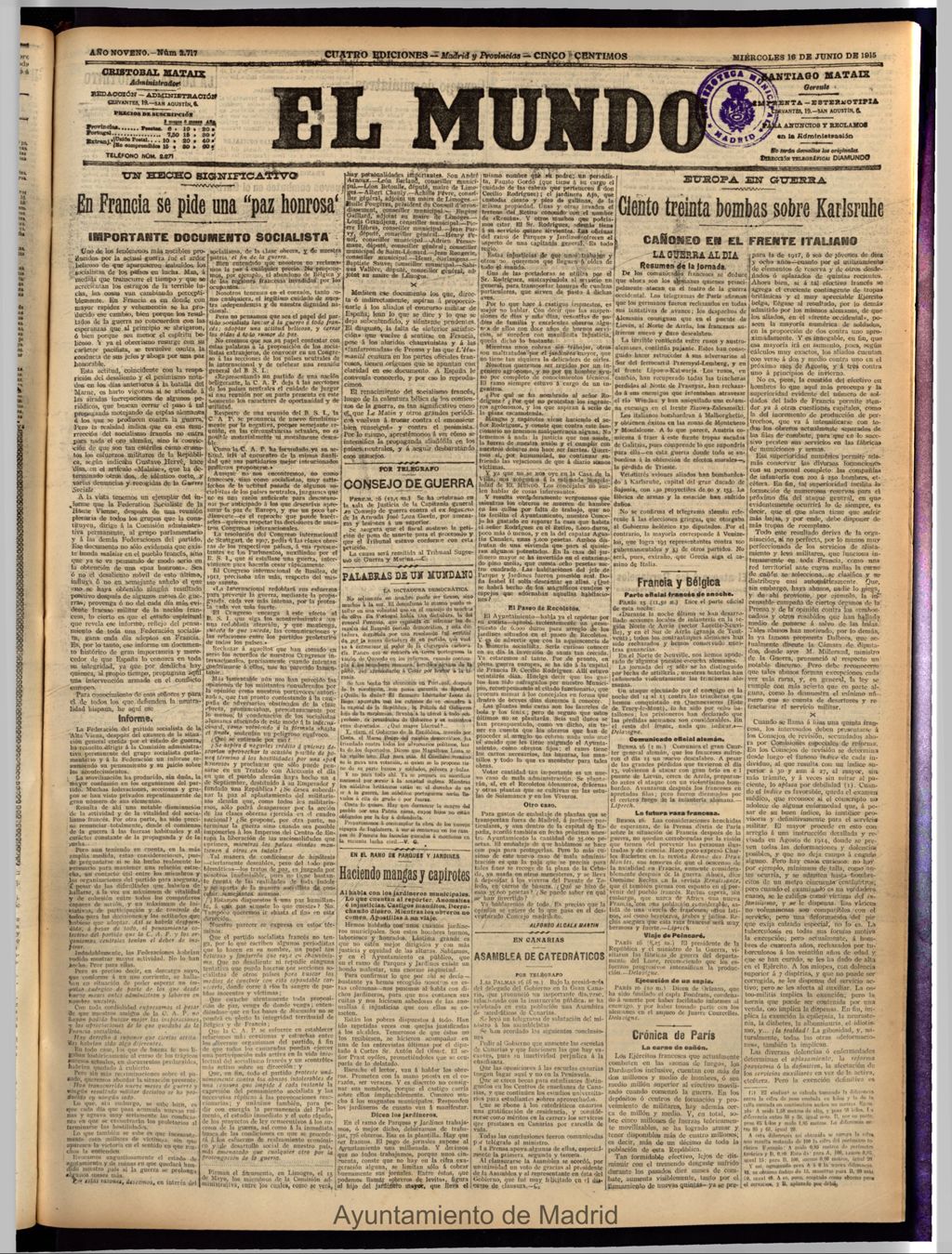 Miniatura de El Mundo del 16 de junio de 1915