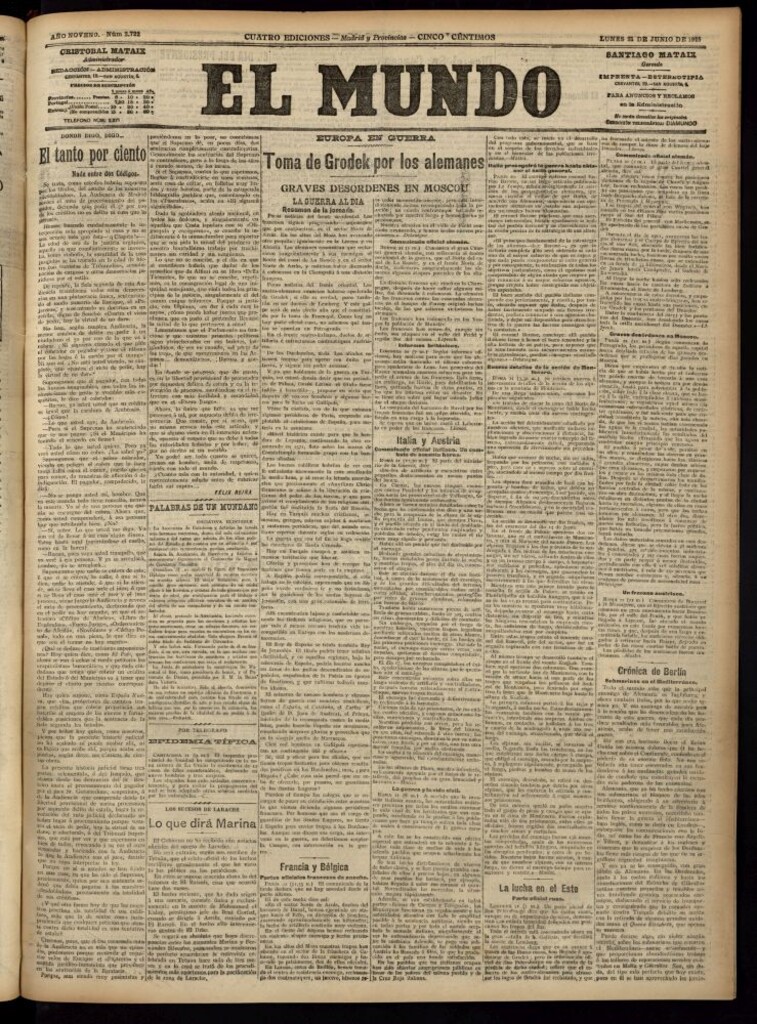 Miniatura de El Mundo del 21 de junio de 1915