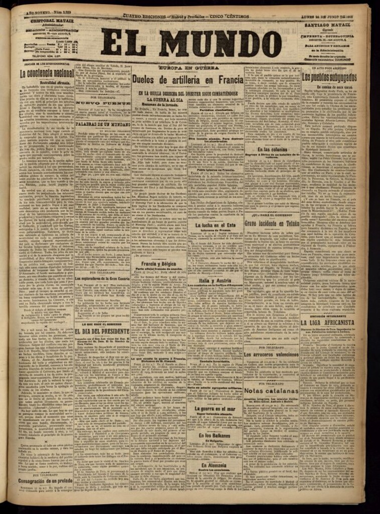 Miniatura de El Mundo del 28 de junio de 1915