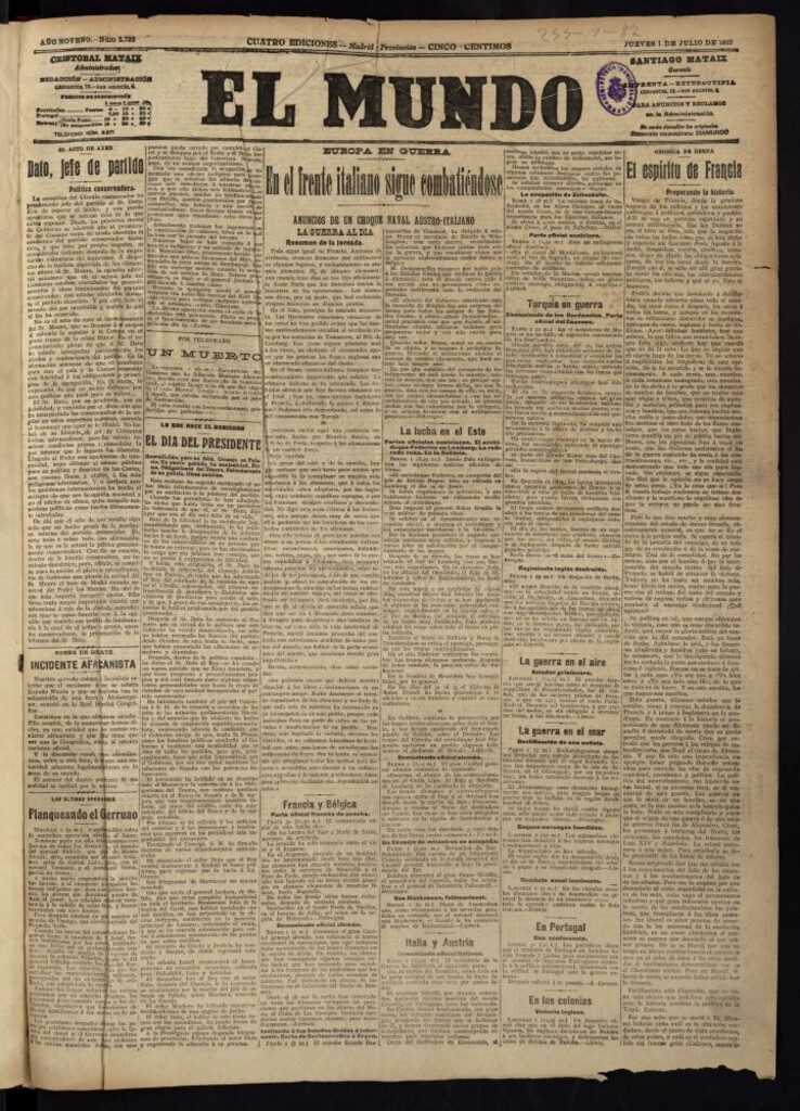 Miniatura de El Mundo del 1 de julio de 1915