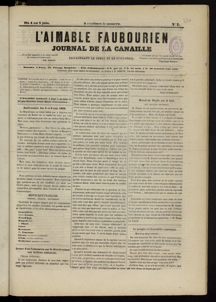 Miniatura de L´Aimable Faubourien: journal de la canaille