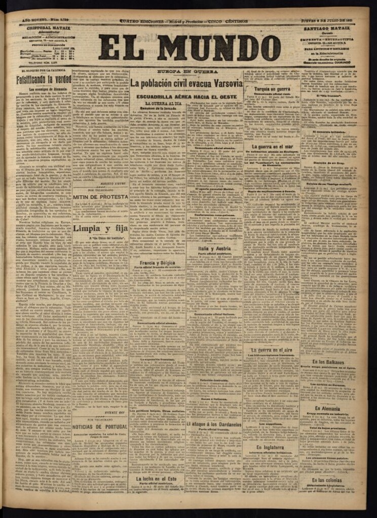 Miniatura de El Mundo del 8 de julio de 1915