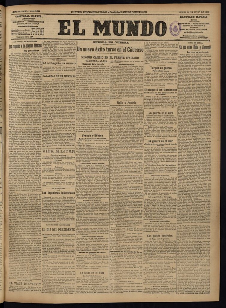 Miniatura de El Mundo del 12 de julio de 1915