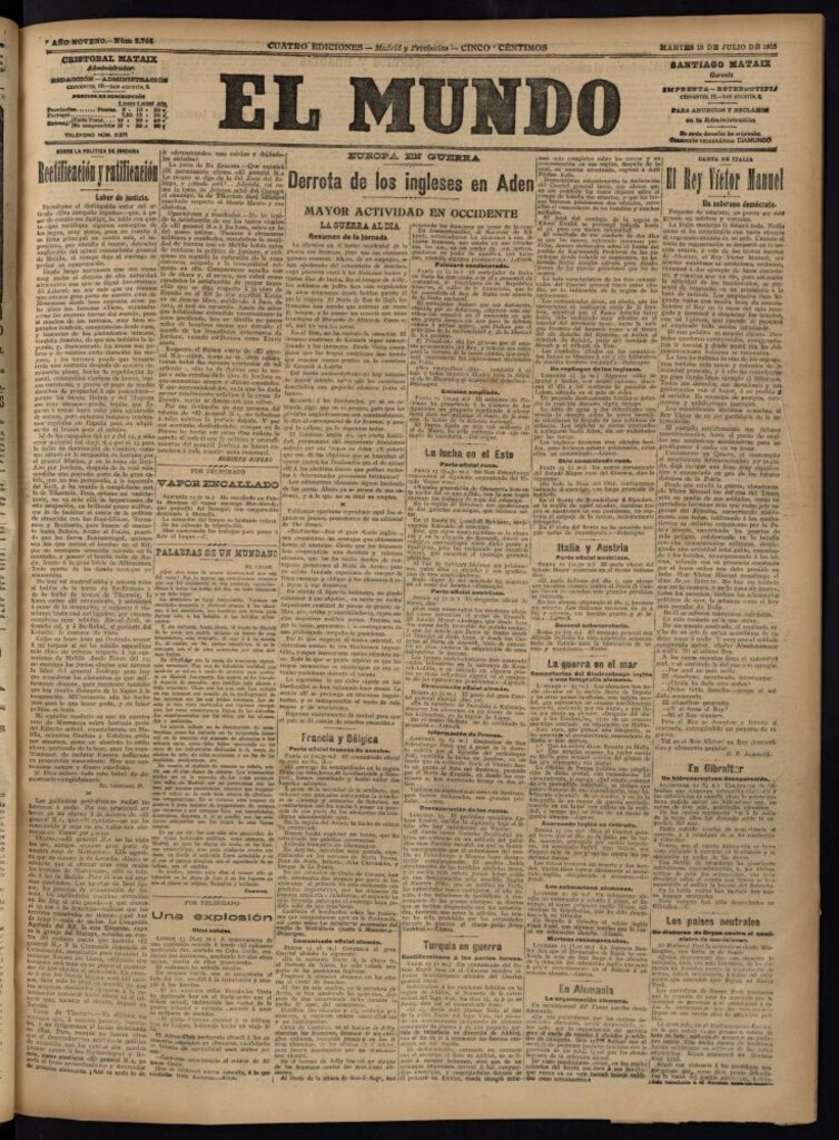 Miniatura de El Mundo del 13 de julio de 1915