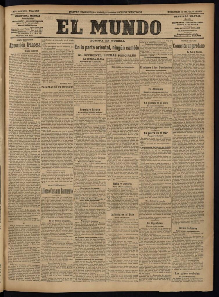 Miniatura de El Mundo del 14 de julio de 1915