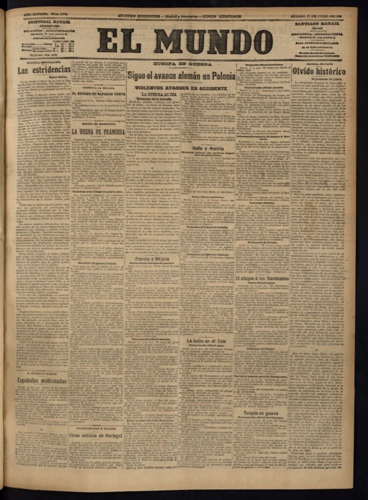 Miniatura de El Mundo del 17 de julio de 1915