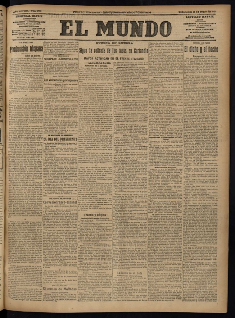 Miniatura de El Mundo del 21 de julio de 1915