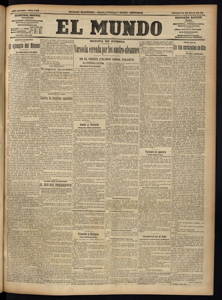 Miniatura de El Mundo del 24 de julio de 1915