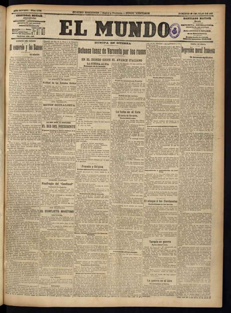 Miniatura de El Mundo del 25 de julio de 1915