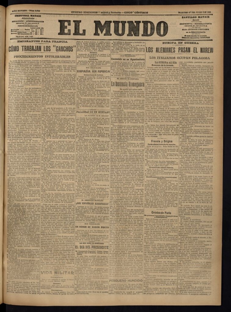 Miniatura de El Mundo del 27 de julio de 1915