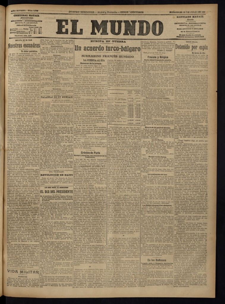 Miniatura de El Mundo del 28 de julio de 1915