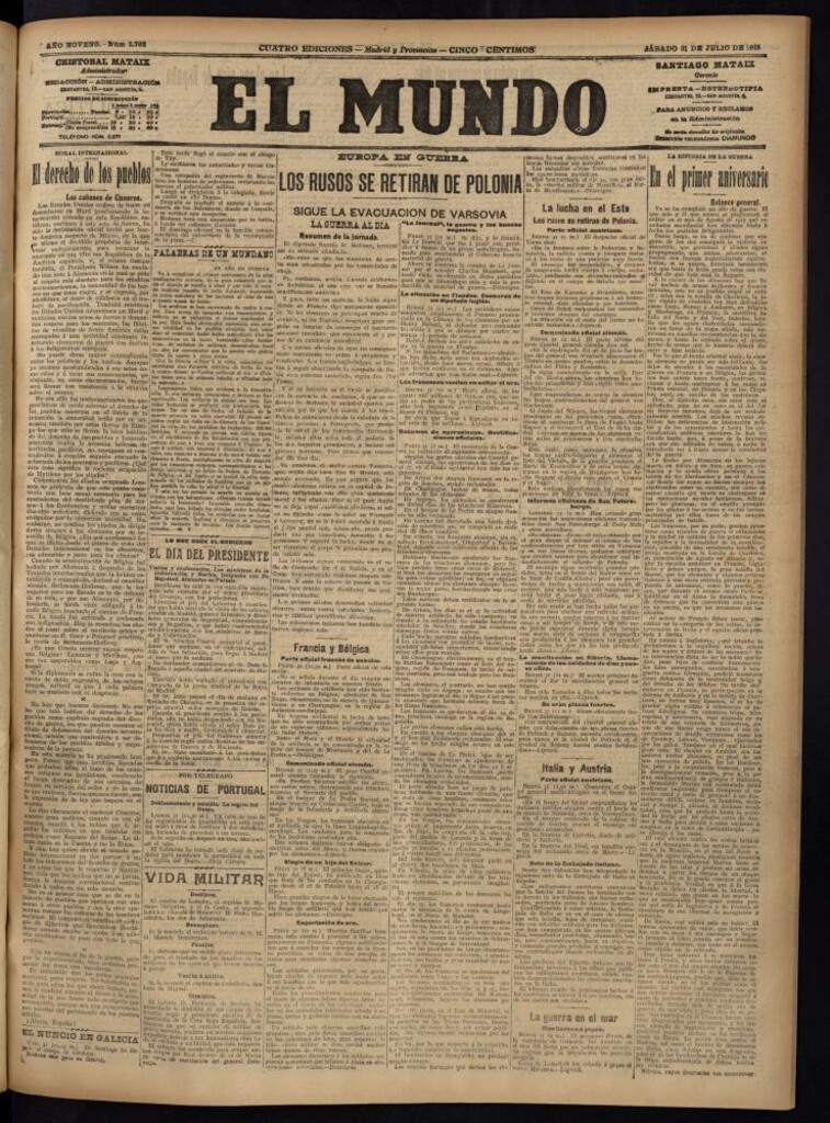 Miniatura de El Mundo del 31 de julio de 1915
