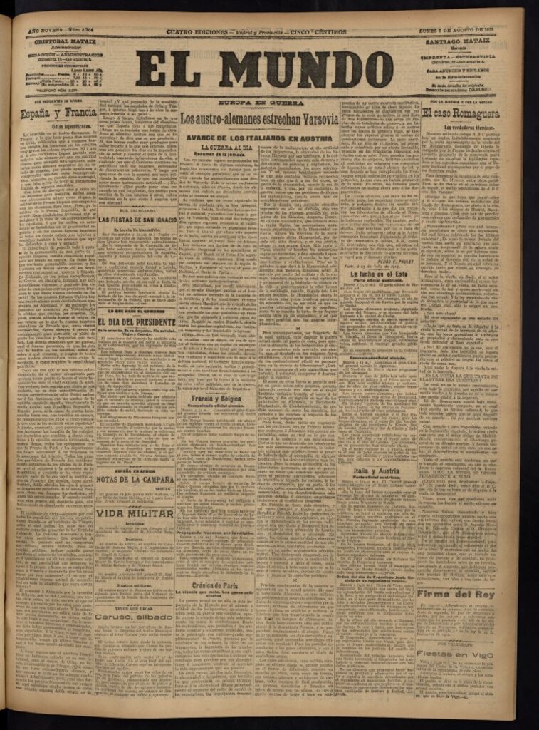 Miniatura de El Mundo del 2 de agosto de 1915