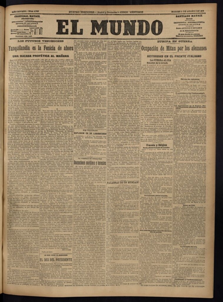 Miniatura de El Mundo del 3 de agosto de 1915