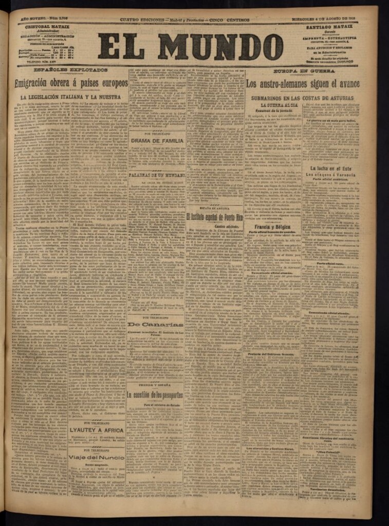 Miniatura de El Mundo del 4 de agosto de 1915
