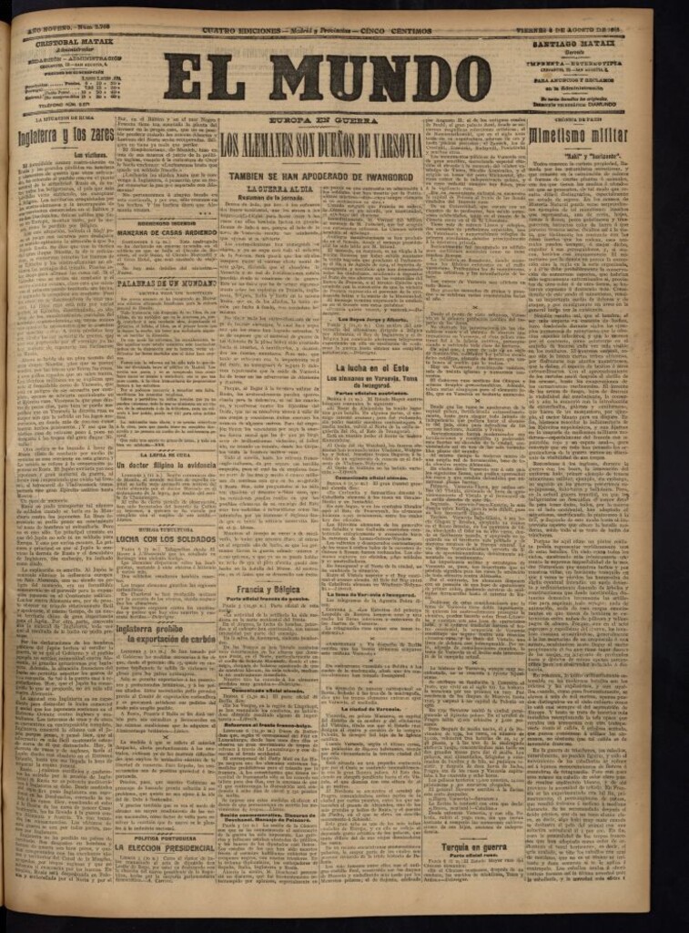 Miniatura de El Mundo del 6 de agosto de 1915