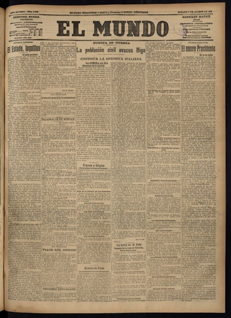 Miniatura de El Mundo del 7 de agosto de 1915