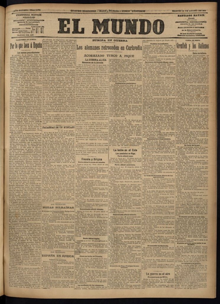 Miniatura de El Mundo del 10 de agosto de 1915