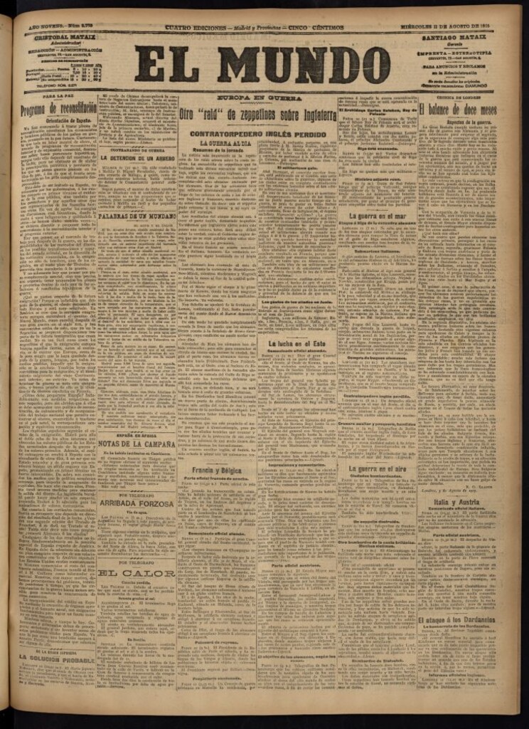 Miniatura de El Mundo del 11 de agosto de 1915