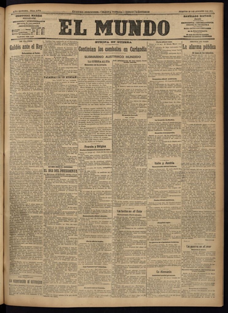 Miniatura de El Mundo del 12 de agosto de 1915