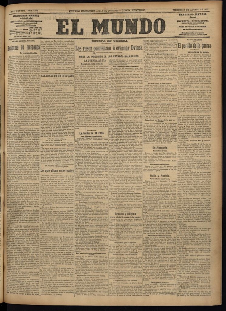 Miniatura de El Mundo del 13 de agosto de 1915