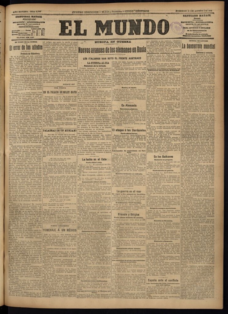Miniatura de El Mundo del 15 de agosto de 1915