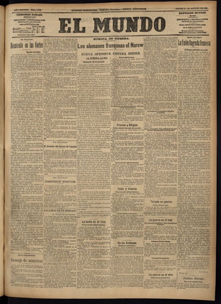 Miniatura de El Mundo del 16 de agosto de 1915